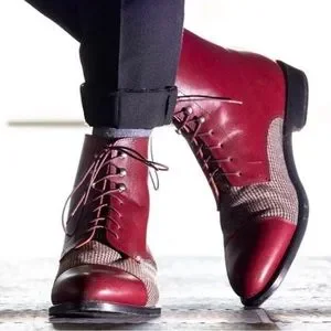 Burgundy Spanish leather and wool jumper boots Shoes | Burgundy Spanish Leather And Wool Jumper Boots  main image 2